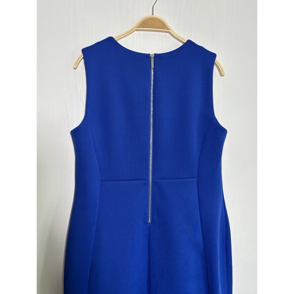 Calvin Klein Sheath Dress Womens 16W Blue Scuba Crepe Princess Seam Sleeveless - Picture 12 of 15